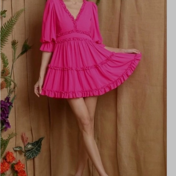 Soieblu Dresses & Skirts - SOIEBLU Hot pink dress from Polished Boutique! New with tags